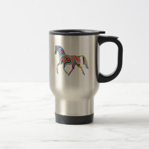 Mug De Voyage Cheval arc-en-ciel à rayures colorées