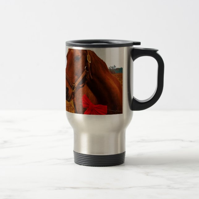 Mug De Voyage Cheval avec Bow rouge (Droit)