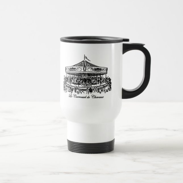Mug De Voyage Cheval de Carrousel français Vêtements et cadeaux (Droite)