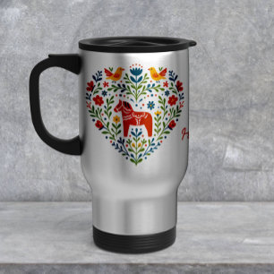 Mug de voyage Cheval de Dala Art populaire nordiqu