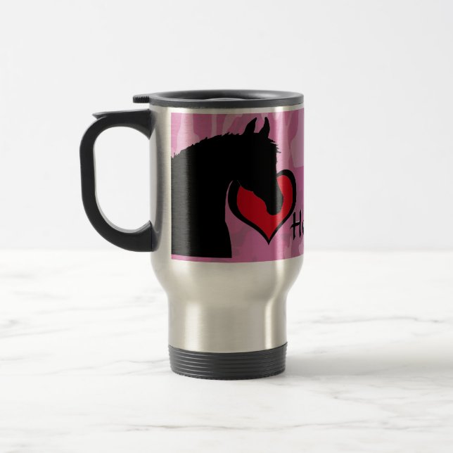 Mug De Voyage Cheval du Coeur (camo rose) (Gauche)