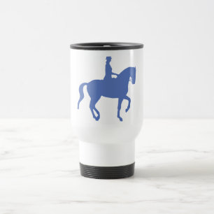 Mug De Voyage Cheval et cavalier de dressage de Piaffe (bleus)
