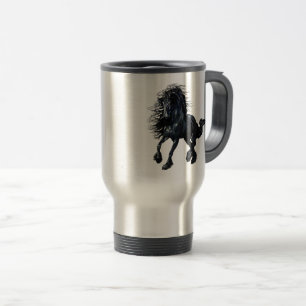 Mug De Voyage Cheval frison et noir d'étalon, la beauté noire