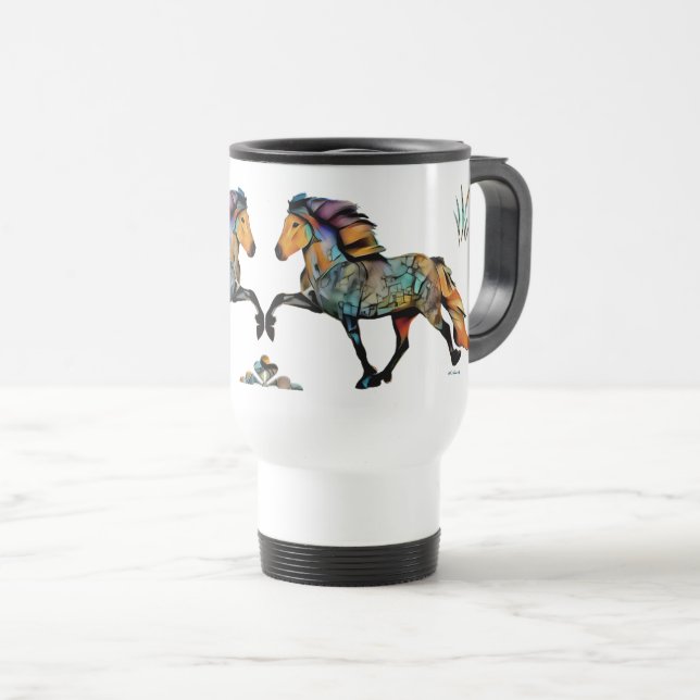 Mug De Voyage Cheval islandais Pop Art (Devant droit)
