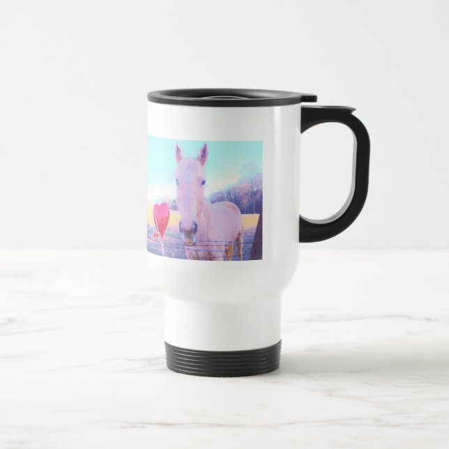 Mug De Voyage Cheval jaune et Coeur rouge (Droite)
