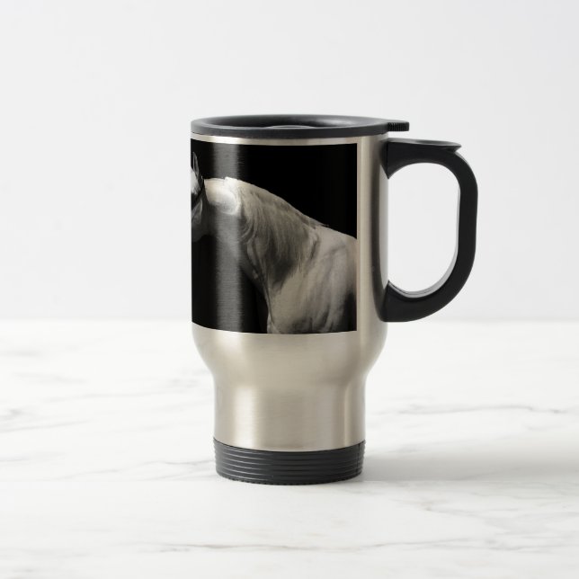 Mug De Voyage Cheval noir et blanc (Droit)