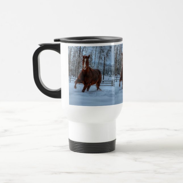 Mug De Voyage Cheval Sorrel Spirité en Neige pour les amateurs d (Gauche)
