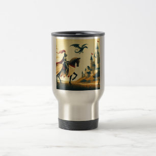 Mug De Voyage Chevalier médiéval/dragon/château fantastique