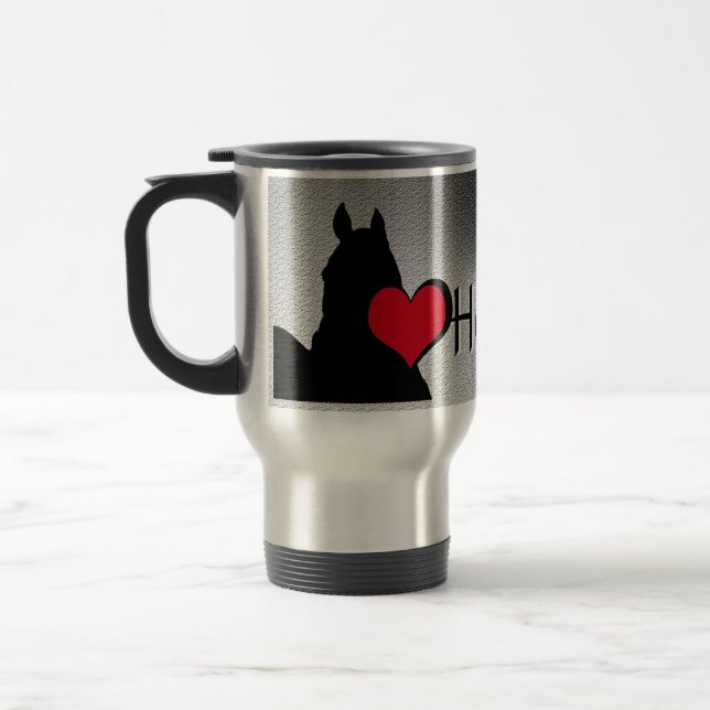 Mug De Voyage Chevaux de Coeur I Coeur Rouge (argent métallique) (Gauche)