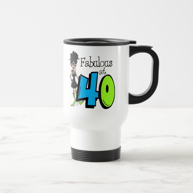 Mug De Voyage Cheveux noirs fabuleux à l'anniversaire 40 (Droite)