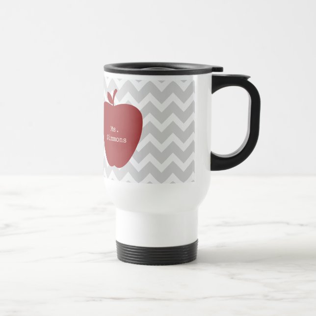 Mug De Voyage Chevron gris et professeur rouge d'Apple (Droite)