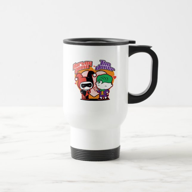 Mug De Voyage Chibi Harley Quinn & Chibi Joker Coeurs (Droite)