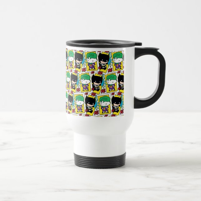 Mug De Voyage Chibi Joker et Batman Motif de cartes de jeu (Droite)