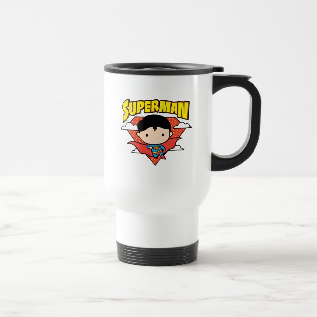 Mug De Voyage Chibi Superman Polka Dot Shield et nom (Droite)