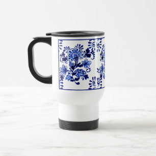 Mug De Voyage Chic Antique Hollandais Delfts Motif Floral Bleu