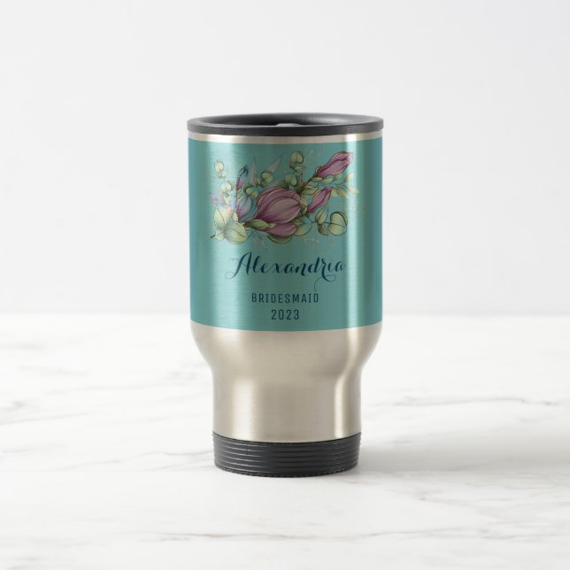 Mug De Voyage Chic Peint Floral Monogrammé (Centre)