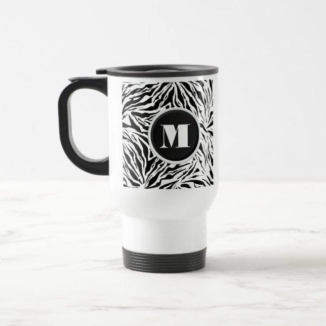 Mug De Voyage Chic Zebra Imprimer Monogramme (Gauche)