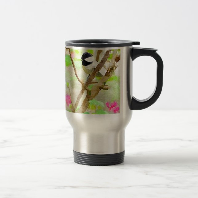 Mug De Voyage Chickadee dans le cerisier (Droit)