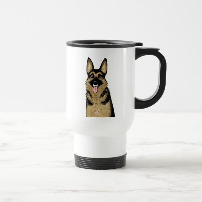 Mug De Voyage Chien berger mignon noir et tan allemand (Droite)