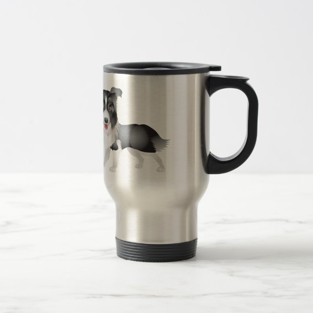 Mug de voyage Chien Border Collie chiot Café Amour (Droit)