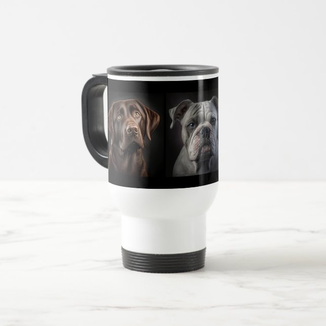 Mug De Voyage Chien de compagnie mignon 3 photo personnalisée (Devant gauche)