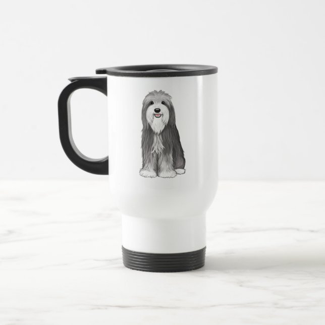 Mug De Voyage Chien de dessin de Collie à poils (Gauche)