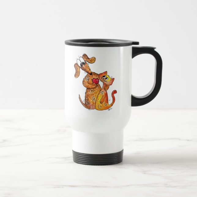 Mug De Voyage Chien et chat Whimsical mignon (Droite)