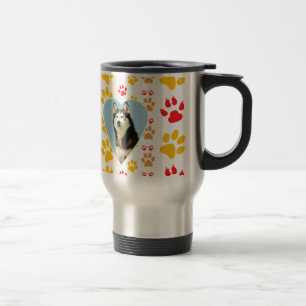 Mug De Voyage Chien sibérien - pattes cardiaques Imprimer