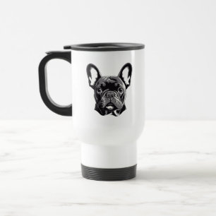 Mug De Voyage Chien-taureau français personnalisé noir et blanc