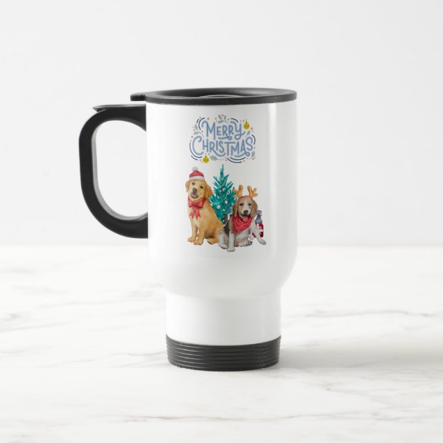 Mug De Voyage Chiens mignons Noël (Gauche)