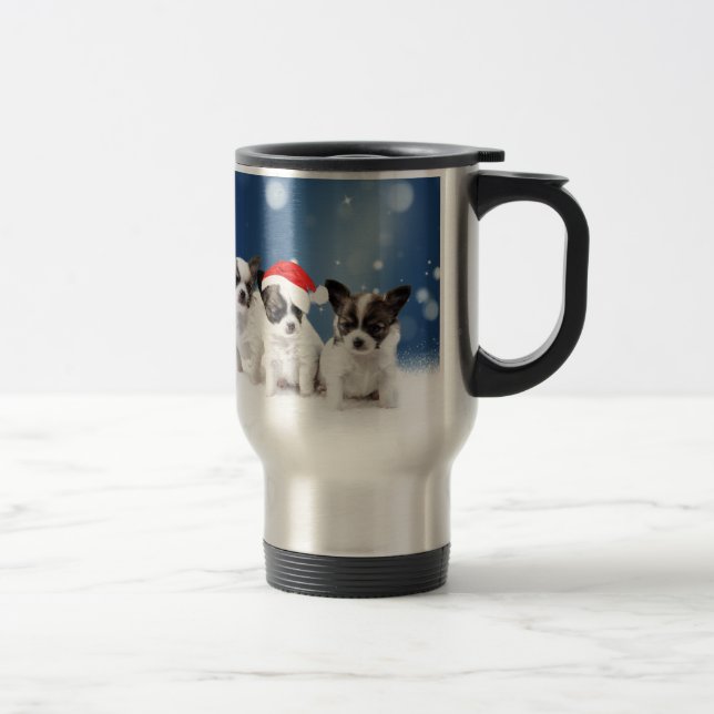 Mug De Voyage Chihuahua Chiuppies mignonnes avec Noël du Père No (Droit)