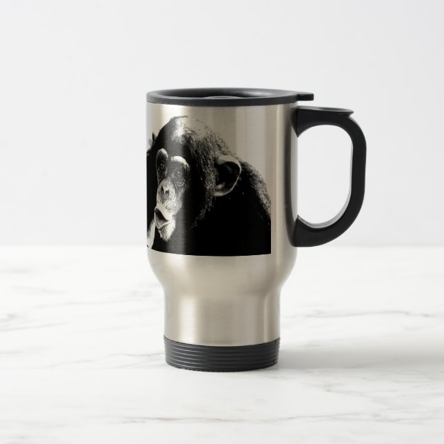 Mug De Voyage Chimpanzé noir blanc (Droit)