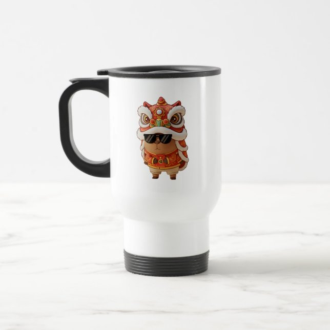 Mug De Voyage Chinese New Year Chill Capybara Lion Dance Travel  (Gauche)