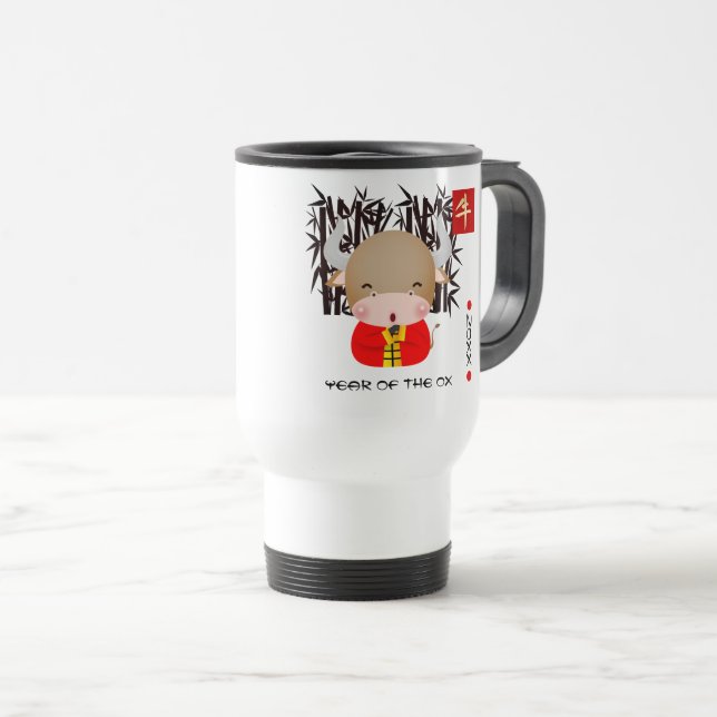 Mug De Voyage Chinese Year of the Ox | Custom Year & Name Gift (Devant droit)
