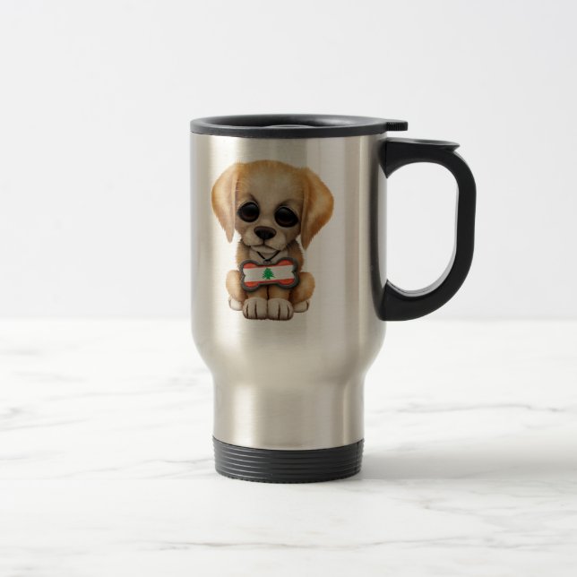 Mug De Voyage Chiot mignon avec l'étiquette de chien libanaise (Droit)
