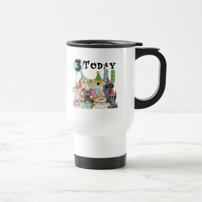 Mug De Voyage Chiots 3e anniversaire Bash Tshirts et cadeaux (Droite)
