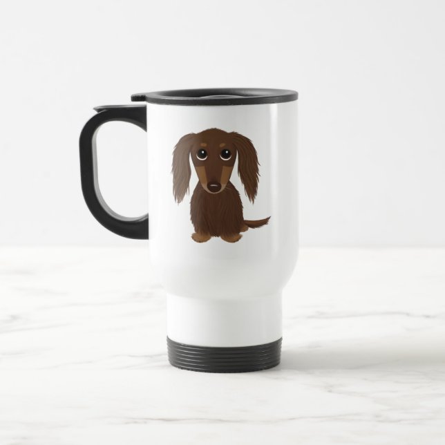 Mug De Voyage Chocolat mignon Longhé Brown Dachshund (Gauche)