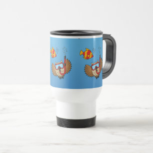 Mug De Voyage Chouette avec masque tuba et poisson tropical