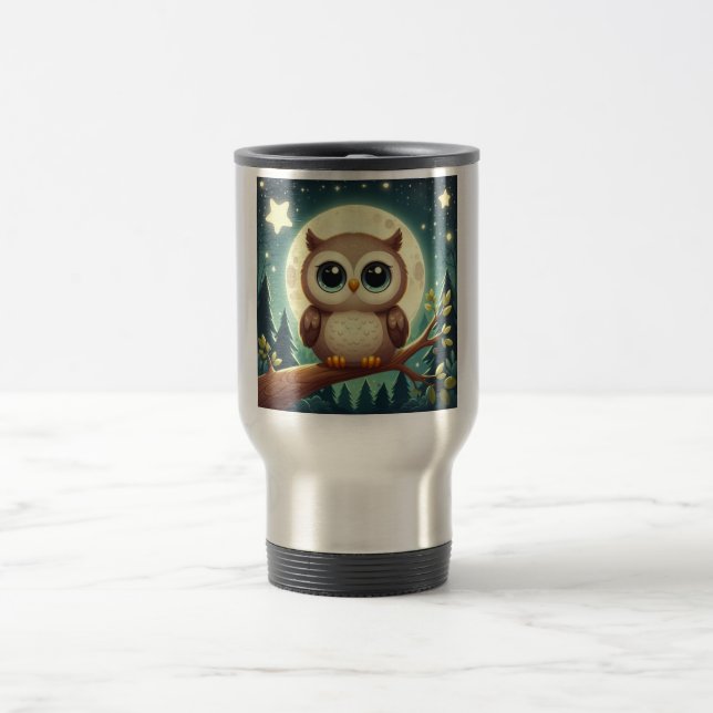 Mug De Voyage Chouette bébé la nuit avec lune (Centre)
