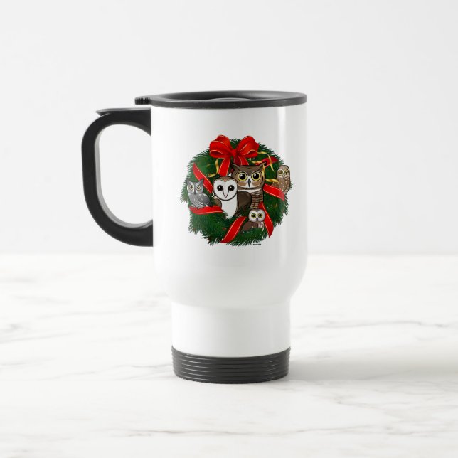 Mug De Voyage Chouette Birdorable Couronne de Noël (Gauche)