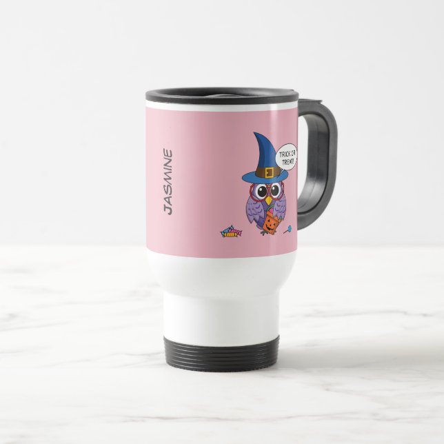 Mug De Voyage Chouette de l'Assistant Cartographie - Trick ou Tr (Devant droit)