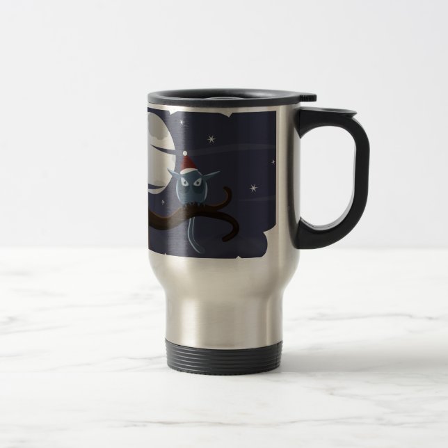 Mug De Voyage chouette de noël effrayant (Droit)