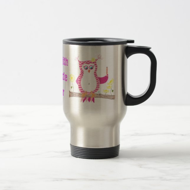 Mug De Voyage Chouette en chevron rose pour professeur voyage mu (Droit)