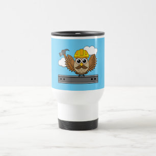Mug De Voyage Chouette ouvrière de construction mignonne avec de