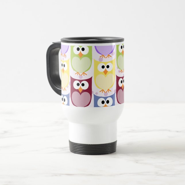 Mug De Voyage Chouettes mignonnes, Chouette Motif, Chouettes pou (Devant gauche)