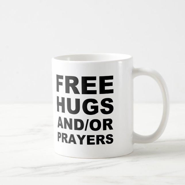 Mug de voyage chrétien avec 'Câlins gratuits et/ou (Droite)