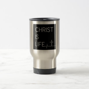 Mug De Voyage Christ est la vie Heartbeat Line et Cross