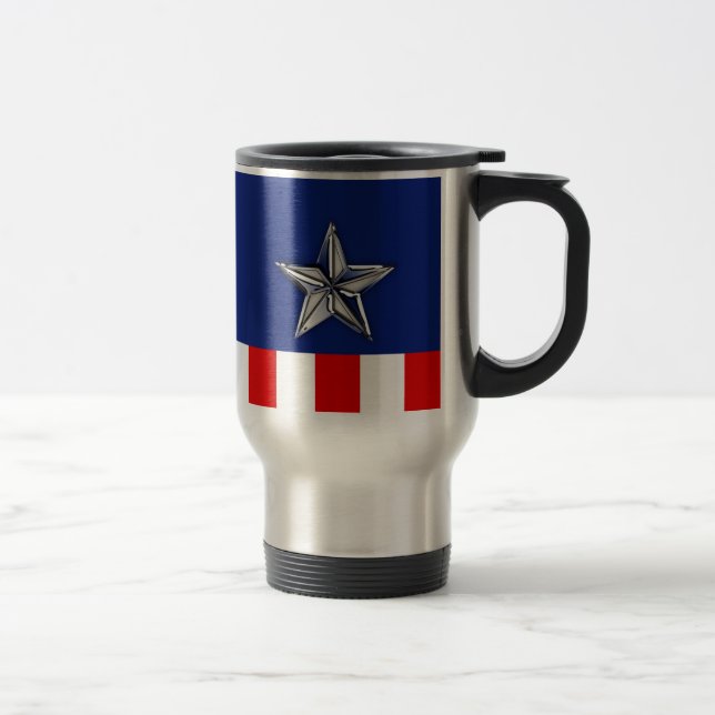 Mug De Voyage Chrome Comme étoile sur Festive Patriotic couleurs (Droit)