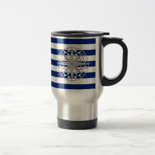 Mug De Voyage Chrome comme la boussole sur les bandes marines