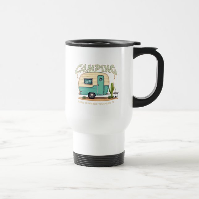 Mug De Voyage Citation Camper et Camping Vintage (Droite)